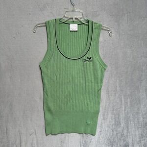 Nike Golf Sweater Vest Womens Medium Green Ribbed Scoop Neck Kaanapali‎ Logo Y2K